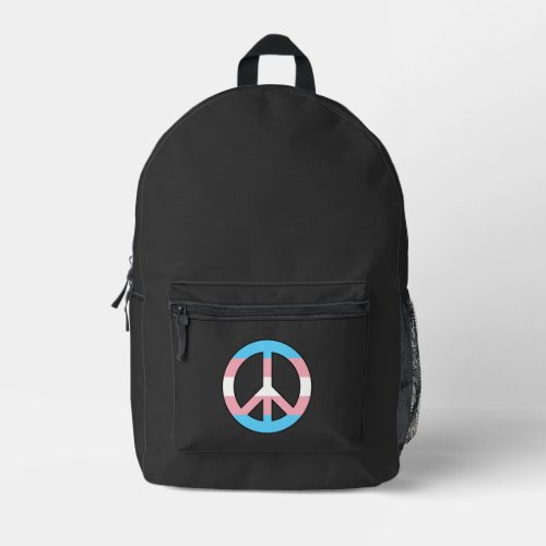 Transgender flag peace sign  printed backpack