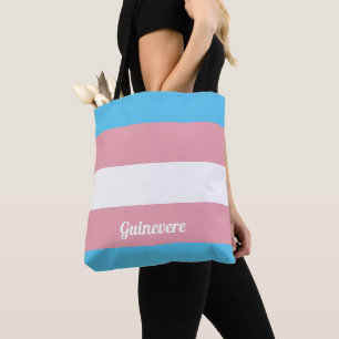 Transgender Flag Personalized Tote Bag