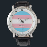 Transgender Flag & Pride community / monogrammed Watch<br><div class="desc">WATCH (monogrammed): Transgender Flag, Heart & Pride community symbol representing transgender individuals and the transgender community.</div>