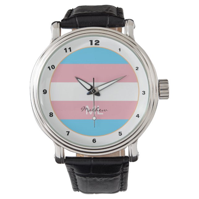 Transgender Flag & Pride community / monogrammed Watch (Front)