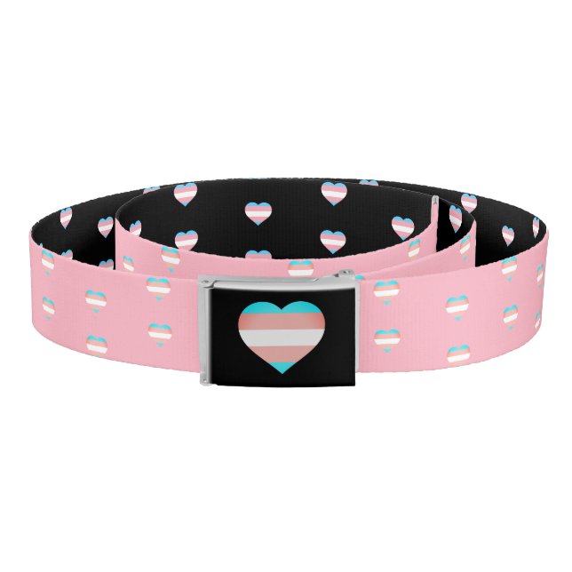 Transgender Flag, Pride Fashion Hearts Belt (Coil)