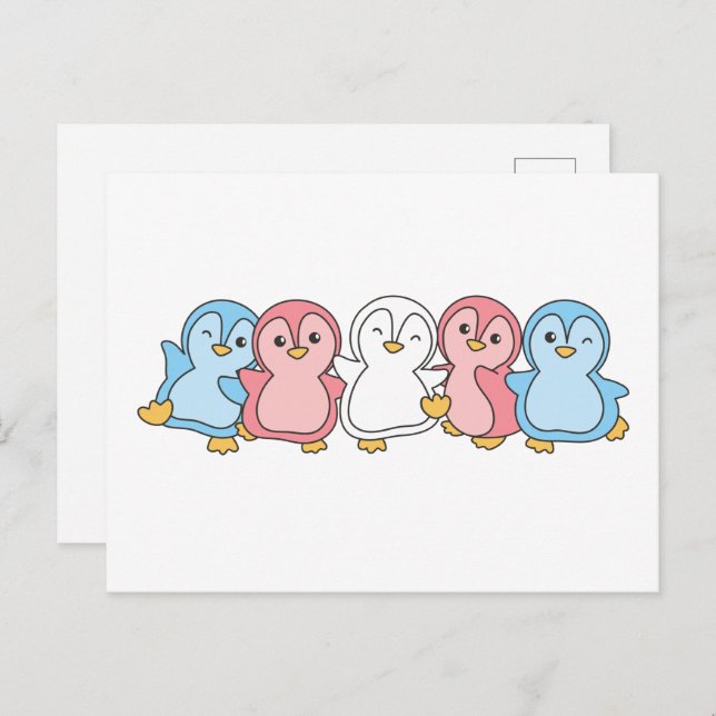 Transgender Flag Pride Lgbtq Cute Penguin Postcard (Front/Back)