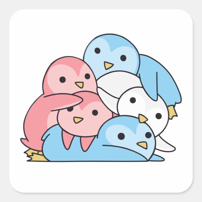 Transgender Flag Pride Lgbtq Cute Penguin Square Sticker (Front)