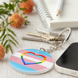 Transgender Flag, Pride & Rainbow Heart /gender Keychain
