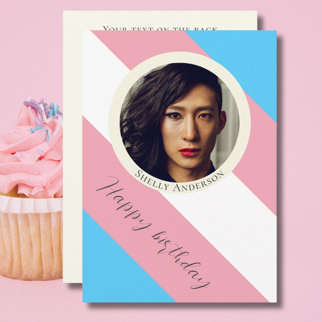 Transgender flag pride trans photo birthday  card (Creator Uploaded)