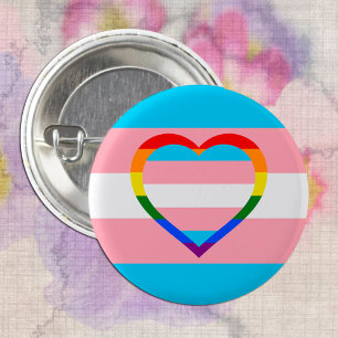 Transgender Flag, Rainbow Heart & Pride /gender Button