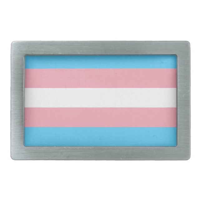 Transgender Flag Rectangular Belt Buckle (Front)