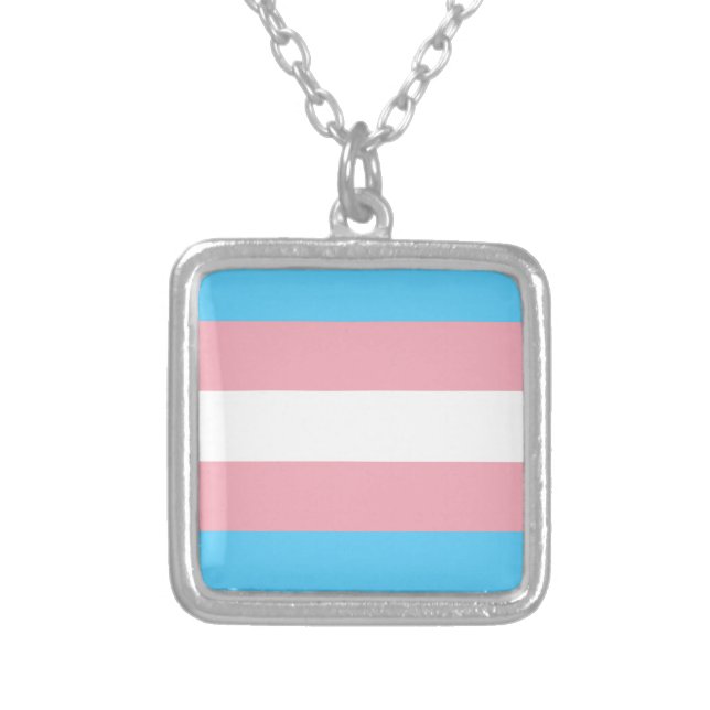 Transgender Flag Silver Plated Necklace (Front)