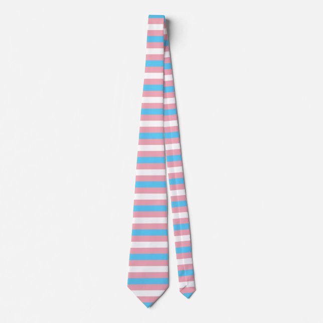 Transgender Flag Striped Pride Neck Tie (Front)