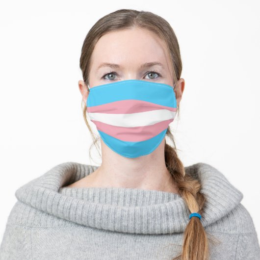 Transgender Flag Trans Flag LGBT LGBTQ Adult Cloth Face Mask (Worn)
