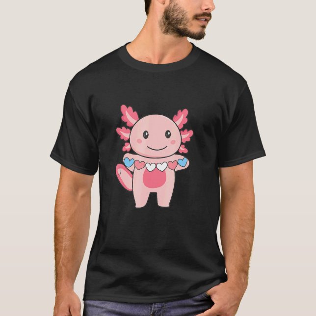 Transgender Flag Transgender Pride Lgbtq Axolotl T-Shirt (Front)