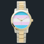 Transgender flag wristwatch<br><div class="desc">Show off your pride wherever you go with this stylish watch.</div>