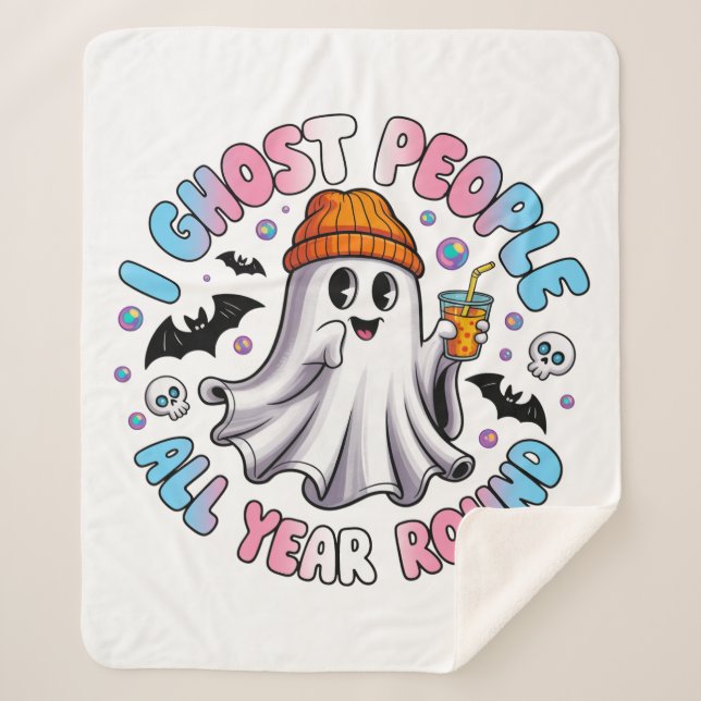 Transgender Funny Halloween – I Ghost People Sherpa Blanket (Front)