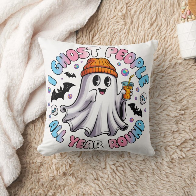 Transgender Funny Halloween – I Ghost People Throw Pillow (Blanket)
