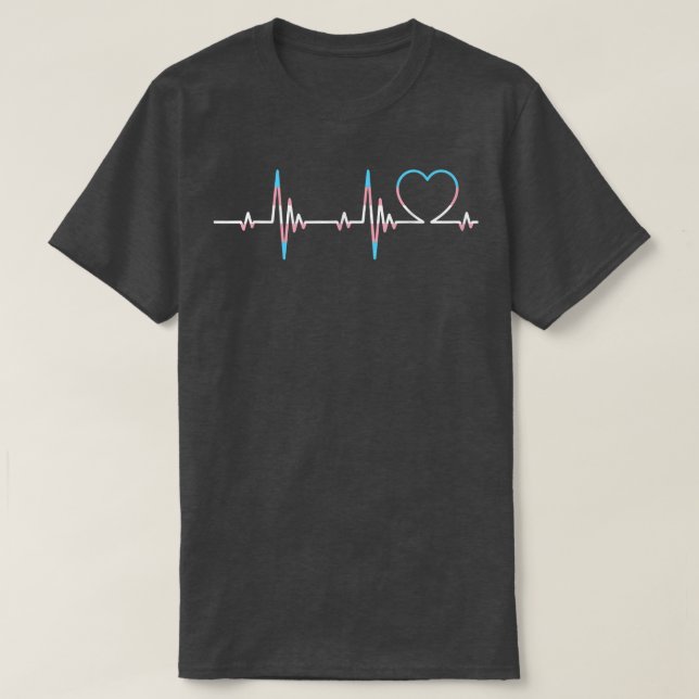 Transgender Heartbeat Cute Transgender Heart Flag  T-Shirt (Design Front)