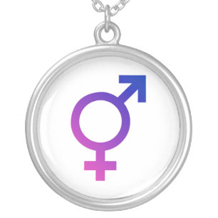 Transgender Hermaphrodite Gender Pride Symbol Silver Plated Necklace