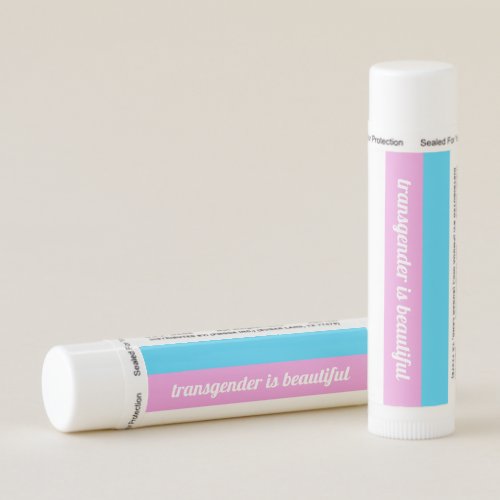 Transgender is Beautiful Rainbow Blue Pink White Lip Balm