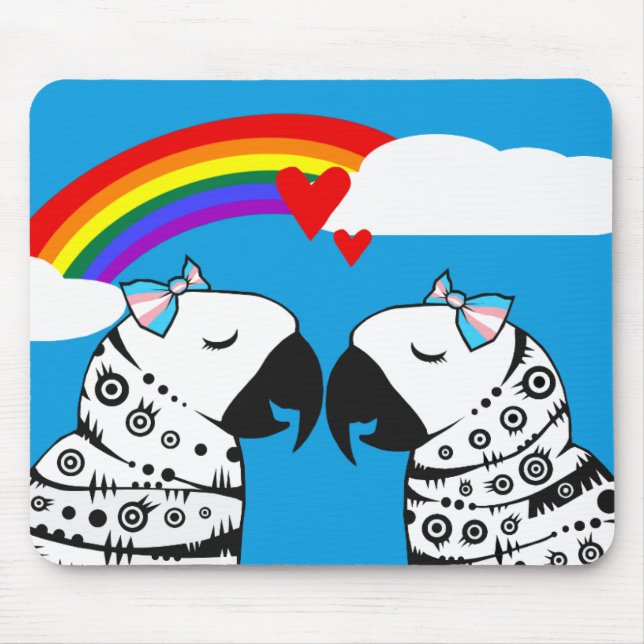 Transgender Lesbian Parrots Couple Mouse Pad (Front)