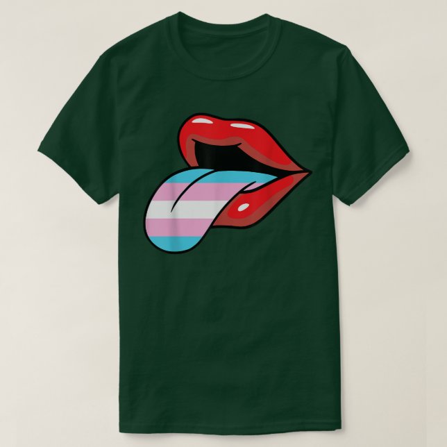 Transgender Lips And Tongue LGBT-Q Trans Pride Fla T-Shirt (Design Front)