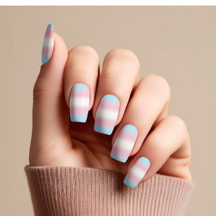Transgender Ombre Flag Nails • Trans Pride Minx Nail Art