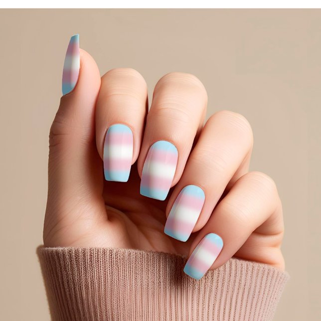 Transgender Ombre Flag Nails • Trans Pride Minx Nail Art (Creator Uploaded)