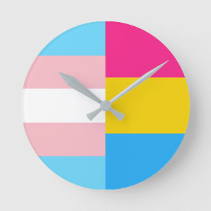 Transgender Pansexual Dual Pride Flag Round Clock