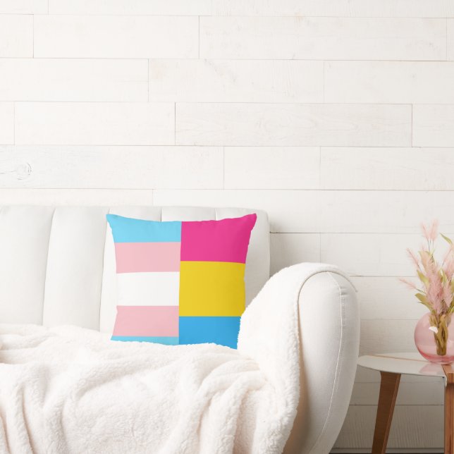 Transgender Pansexual Dual Pride Flag Throw Pillow (Couch)