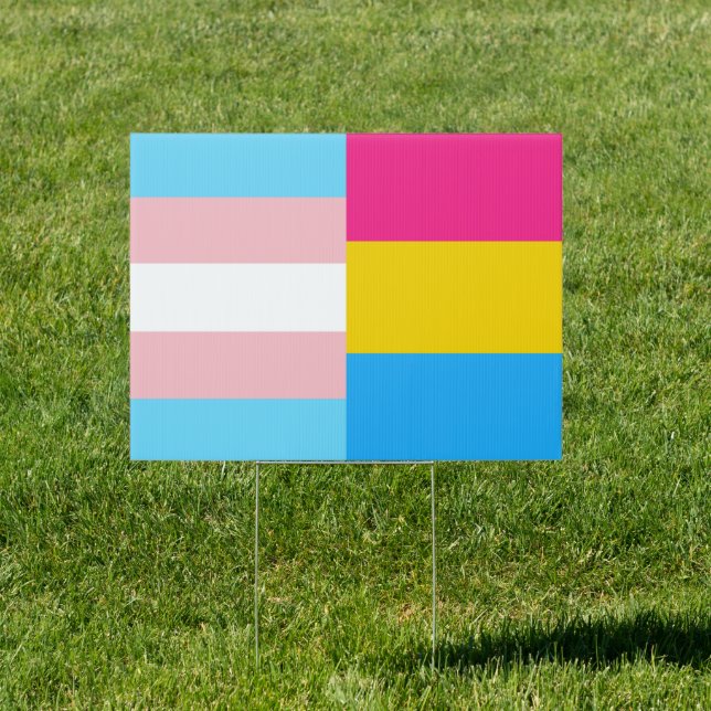 Transgender Pansexual Dual Pride Flag Yard Sign (Insitu)