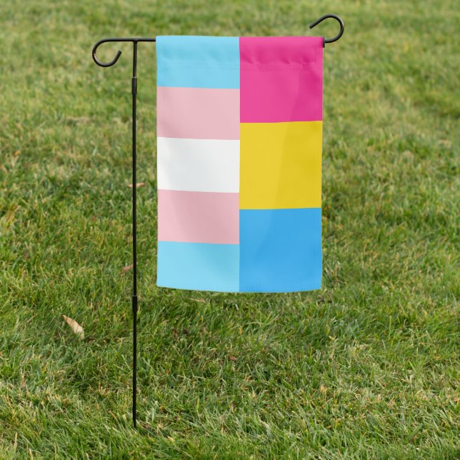 Transgender Pansexual Dual Pride Garden Flag (In SItu)