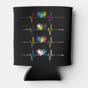 Transgender Pansexual Non Binary Flag Heartbeat Can Cooler