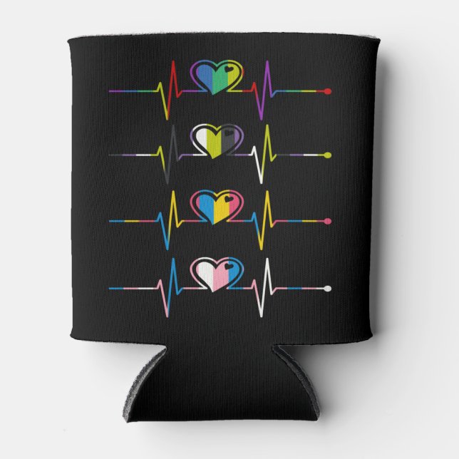 Transgender Pansexual Non Binary Flag Heartbeat Can Cooler (Front)