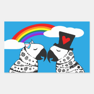 Transgender Parrot Girl with Boyfriend Rectangular Sticker
