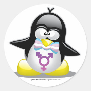 Transgender Penguin Classic Round Sticker