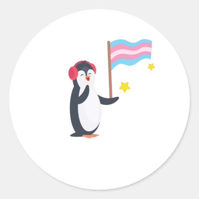 Transgender Penguin Transsexual LGBT Classic Round Sticker (Front)