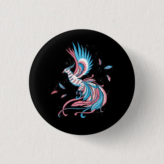Transgender Phoenix Reborn Transsexual Flag LGBT T Button (Front)