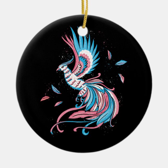 Transgender Phoenix Reborn Transsexual Flag LGBT T Ceramic Ornament (Front)