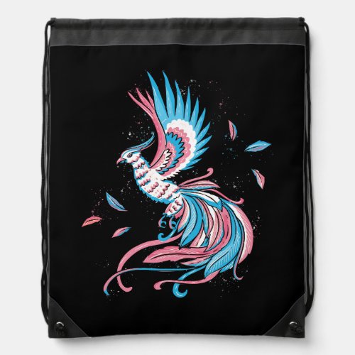 Transgender Phoenix Reborn Transsexual Flag LGBT T Drawstring Bag