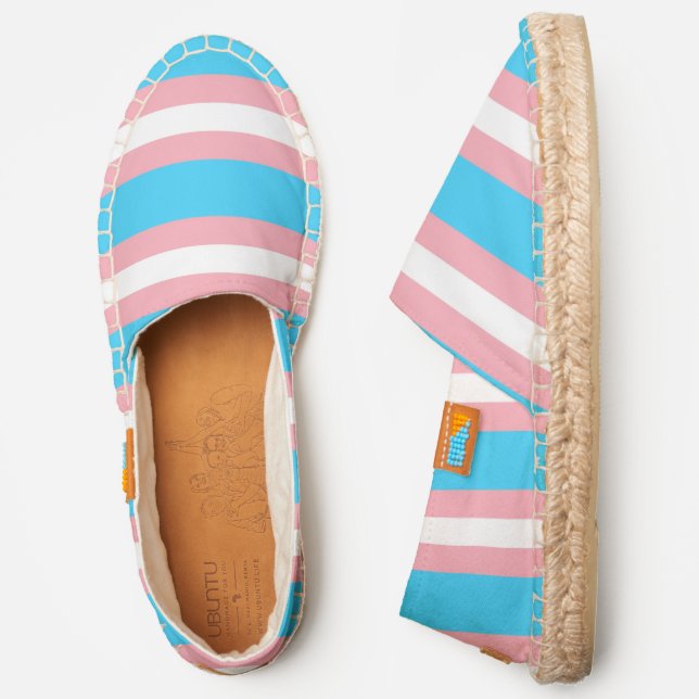Transgender Pink Blue White Flag LGBTQ Espadrilles (Side)