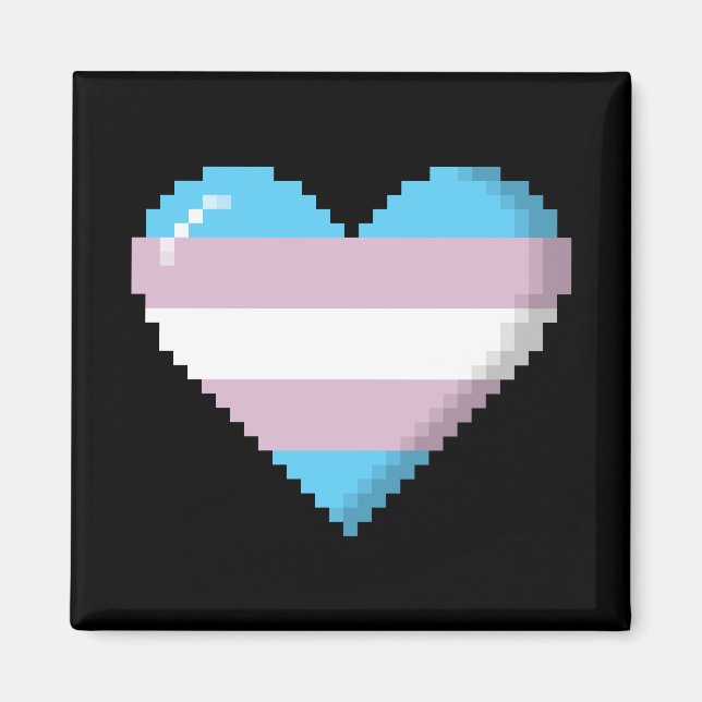 Transgender Pride 8-Bit Pixel Heart Magnet (Front)
