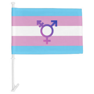 Transgender Pride and Symbol Car Flag