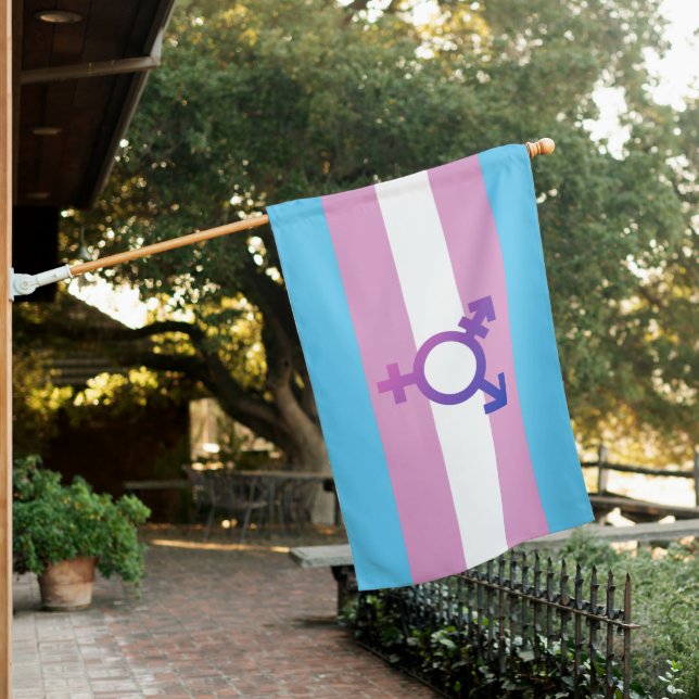 Transgender Pride and Symbol House Flag (In SItu)