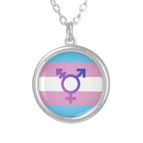 Transgender Pride and Symbol Silver Plated Necklace