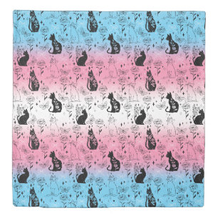 Transgender Pride Black Cat - Mystical Witchy Duvet Cover