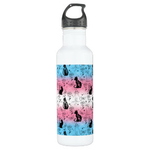 Transgender Pride Black Cat - Mystical Witchy Stainless Steel Water Bottle