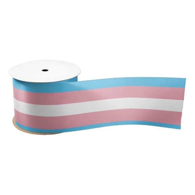Transgender Pride | Blue Pink White Stripes Satin Ribbon (Spool)