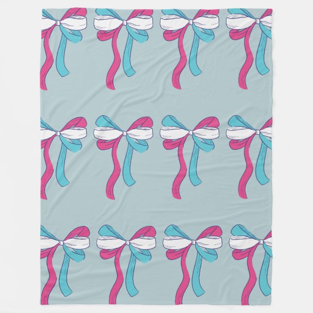 Transgender Pride Bows Fleece Blanket (Front)