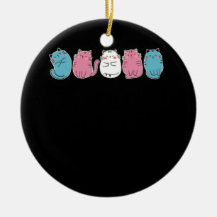 Transgender Pride Cat LGBT Community Trans Flag Cu Ceramic Ornament