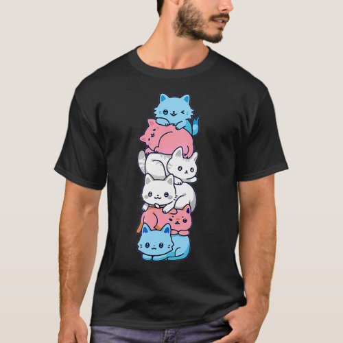 Transgender Pride Cat LGBT Trans Flag Cute Cats db T_Shirt