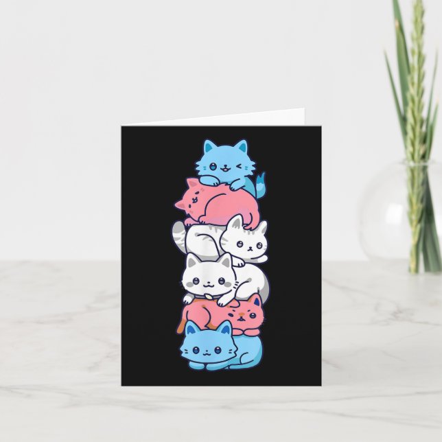 Transgender Pride Cat Lgbt Trans Flag Cute Cats Pi Card (Front)