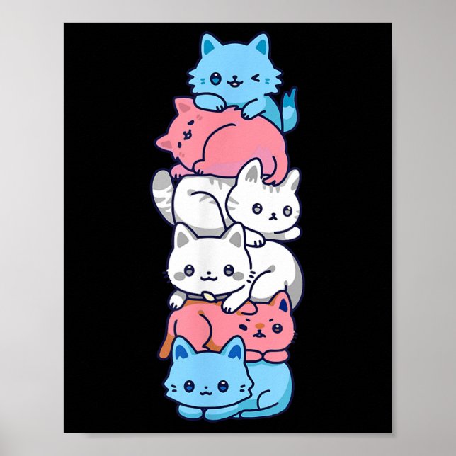 Transgender Pride Cat Lgbt Trans Flag Cute Cats Pi Poster (Front)